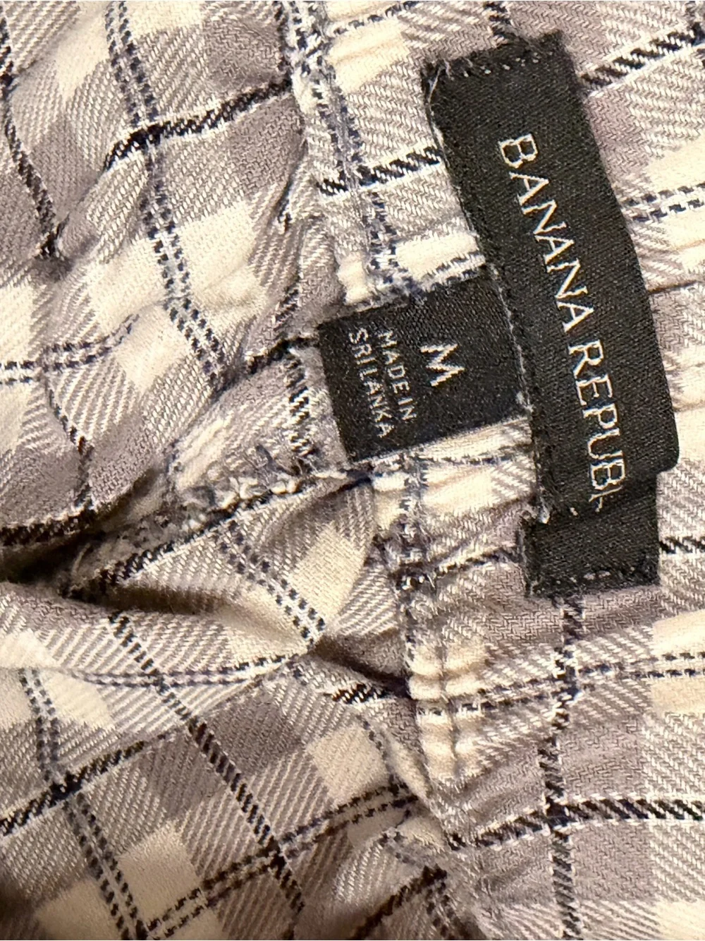 Banana Republic Flannel Gray Plaid Drawstring Lounge Pajama Pants Size M #498